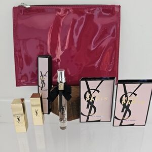 YSL Pink Magenta Fuschia 9"x7" Makeup Bag Rouge Couture Lip Le Nu 70 Mon Paris💋